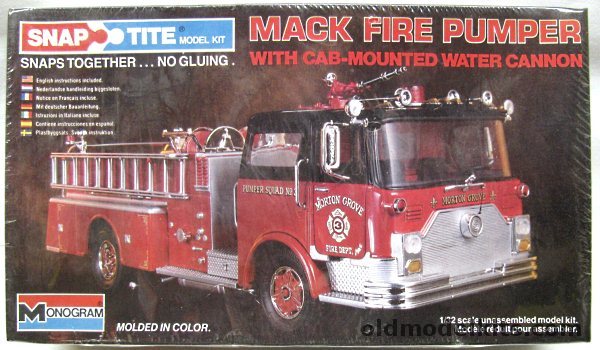 Monogram 1/32 Mack Fire Truck (Pumper) - with Cab-Mounted Water Cannon  Morton Grove Fire Department, 1213 plastic model kit